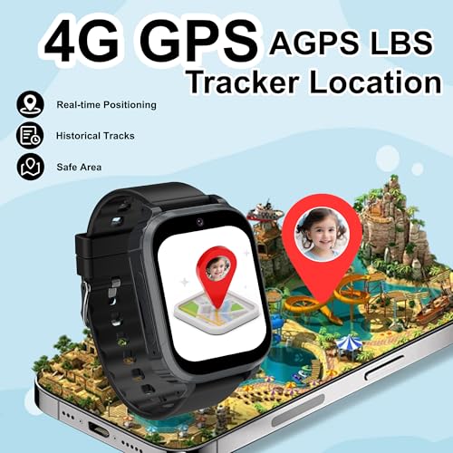 Kesasohe 4G Kids Smart Watch GPS Tracker Phone for Boys and Girls with Video Call, SOS, Voice Chat, IP68 Waterproof and School Mode - Image 2
