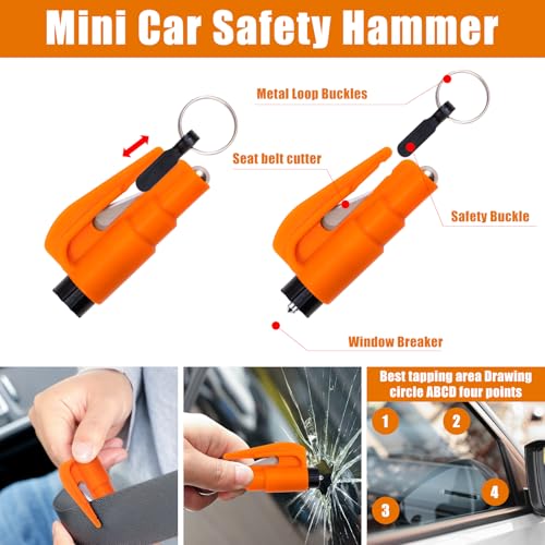 Car Roadside Emergency Kit, Car Safety Kit Portable Car Kits for Emergency with Jumper Cable, Safety Hammer, Orange - Image 5
