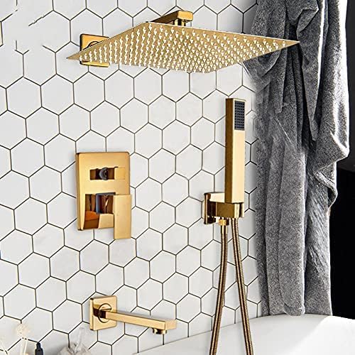 Robinet de salle de bain or pour une douche pluie relaxante de 12 pouces