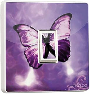 stika.co Pack of 2 Purple Butterfly Light Switch Sticker vinyl cover skin Home Bedroom Decorative Accessories