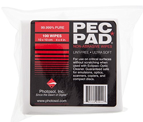 Image of PEC-PAD Lint Free Wipes 4 inchx4 inch Non-Abrasive Ultra Soft Cloth for Cleaning Sensitive Surfaces like Camera, Lens, Filters, Film, Scanners, Telescopes, Microscopes, Binoculars. (100 Sheets Per /Pkg) 5-Pack