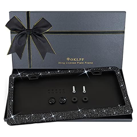 Bling License Plate Frame with Rhinestones Cover