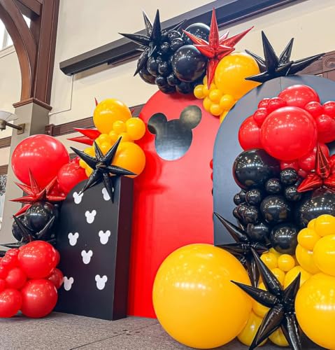 Image of KBZVNAF Red Yellow Black Latex Balloons - 60 Pack 12 inch Red Yellow Black Confetti Party Balloons for Birthday, Baby Shower, Wedding, Bridal Shower, Mouse Theme Party Decorations