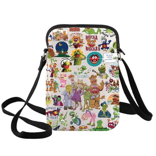 BWWKTOP Frog Crossbody Bag Piggy Fans Gift Fozzie Bear Sling Bag Gonzo & Rowlf the Dog Merchanddise
