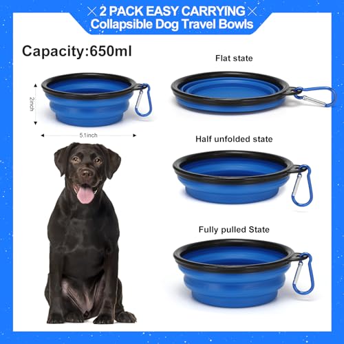 Modoker 0763-CWW Collapsible Dog Bowl 2 Pack, 650Ml Foldable Dog Travel Bowls Replacement, Portable Dog Water Food Bowl With Clasp, Pet Cat Feeding Cup Dish thumb #2