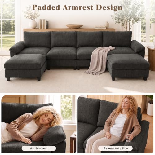 Image of Sectional Couches for Living Room, 141 inch U Shaped Cloud Sofa & Couch