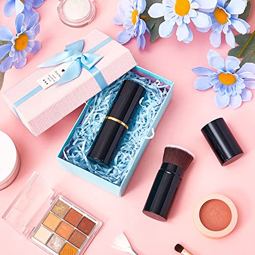 2 Piece Retractable Kabuki Brush Angled Foundation Makeup Brushes Portable Travel Flat Top Bronzer Blush Brush With Cover For Blush Bronzer, Buffing Loose Powder Cream Or Liquid Cosmetics #TOP6