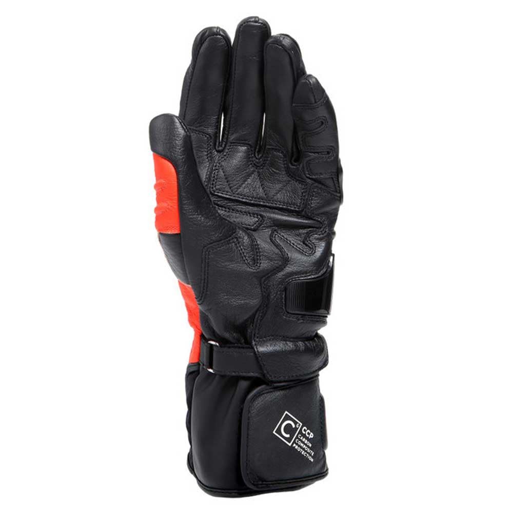 Dainese - Carbon 4 Long Gloves, Lange Sport-Motorradhandschuhe aus Leder, Knöchelschoner aus Carbon, Mann, Schwarz/Fluo-Rot/Weiß, XXL