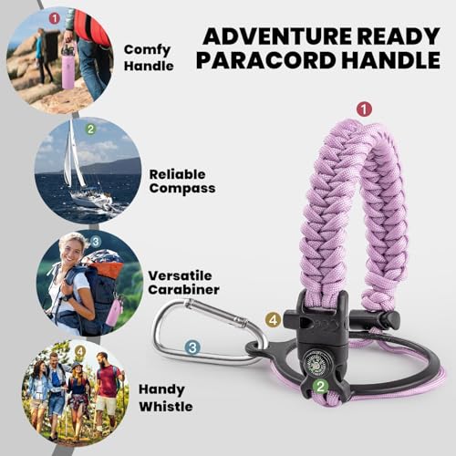 Image of RAYMYLO Insulated Water Bottle 40 oz, Triple Wall Vacuum Stainless Steel (Cold for 36Hrs, Hot for 18Hrs), Leak Proof & Non-BPA, Modern Water Flask Jug with Paracord Handle & Straw Spout Lids