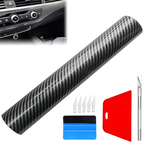 6D Carbon Fiber Vinyl Wrap 30x150CM Self-Adhesive Car Roll