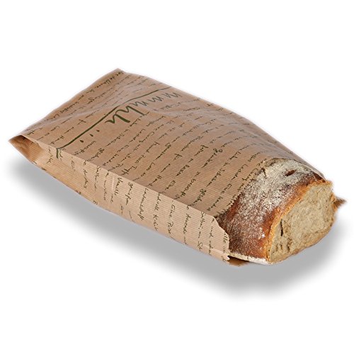 Wertpack 1000x Bäckerfaltenbeutel mmmhh, Kraftpapier, Braun/Olivgrün, 20 + 7 x 35 cm