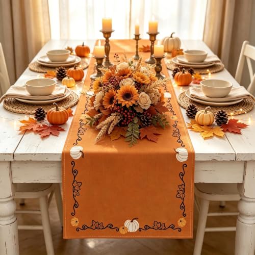 Thanksgiving Pumpkin Decor Fall Table Runner Tablecloth Rectangular 72x13’‘ - image 1