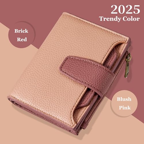 Image of Airkit Small Wallet Women RFID Blocking Soft Leather Bifold Compact Card Holder Wallet for Women with Zipper Coin Pocket 4 ID Window
