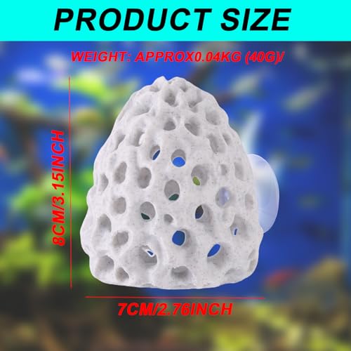 Image of Shrimp Dome Hide, Plastic Porous Designed Aquarium Dome Hide Cave Shelter Hideout with Suction Cup Aquarium Decor Fish Tank Accessories for Small Fish Shrimp Guppy Hiding House Resting(White)