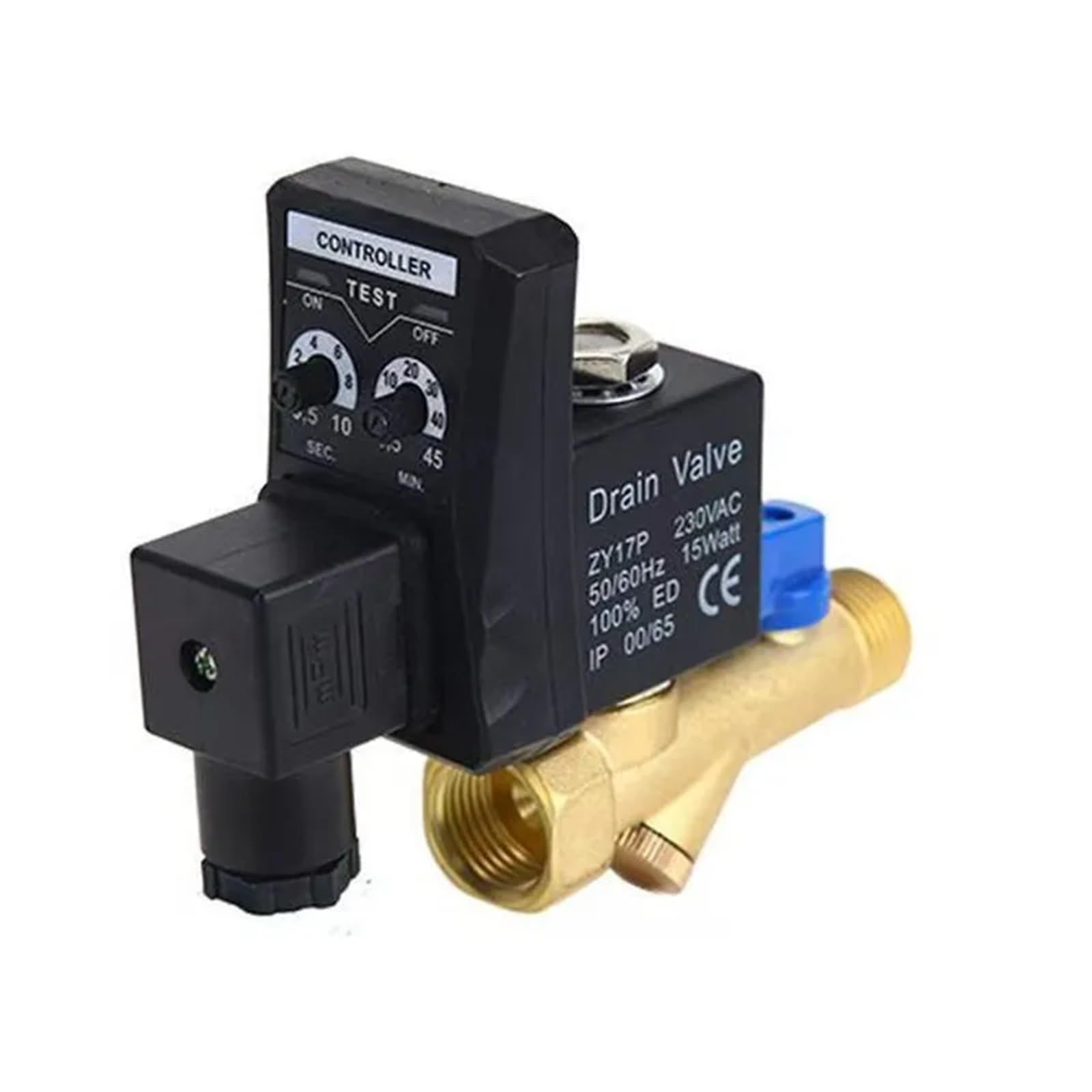 0,5 cala DN15 220 V/12 V/24 V mosiężny elektroniczny zawór elektromagnetyczny spustowy, automatyczny timer OPT-A B, do sprężarki powietrza, chłodnica zbiornika suchego (220 V, kontrola czasu)