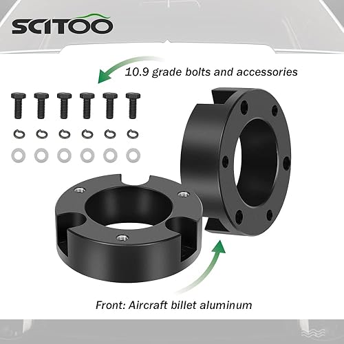 Miniatura 3 de SCITOO Elevadores de 2.5 pulgadas Kit de elevación de nivelación delantera de 2.5 pulgadas para Toyota 2003-2018 Espaciador de puntal de elevación
