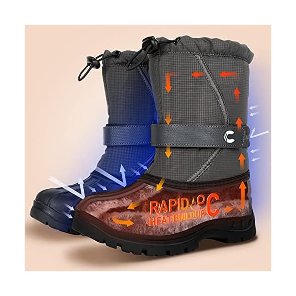 Crova Kids Snow Boots Boys Girls Womens Winter Warm Waterproof Outdoor Anti-Slip Fur Lined Resistant Cold Weather Shoes (Little Kid/Big Kid) - Image 3