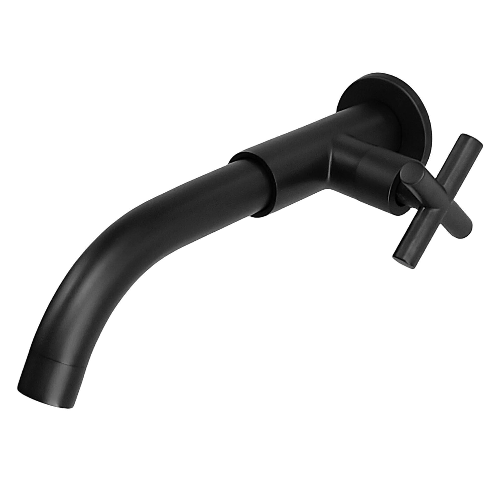 Grifo Mural de Agua Fría Negro, 23CM | Grifo lavabo de Pared de latón negro, giratorio 360°, G1/2, para jardín exterior baño cocina lavandería mop pool