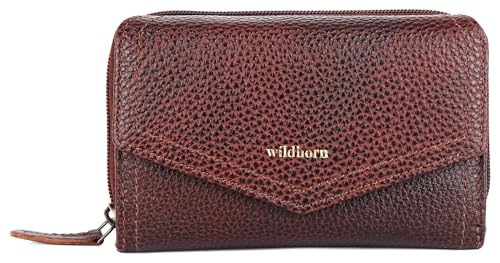 Image of WildHorn Genuine Leather Ladies Wallet - Elegant Women's Clutch Purse with 10 Card Slots, Perfect for Daily Use (Bombay Brown)