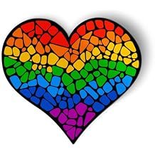 Mosaic Rainbow Heart Gay Pride Magnet for Car, Fridge, Locker, 5.5 in
