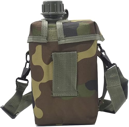 Miniatura 10 de Jadedragon Botella de agua militar para cantina, de aluminio reforzado con funda de nailon para cinturón, botellas de agua portátiles con correa