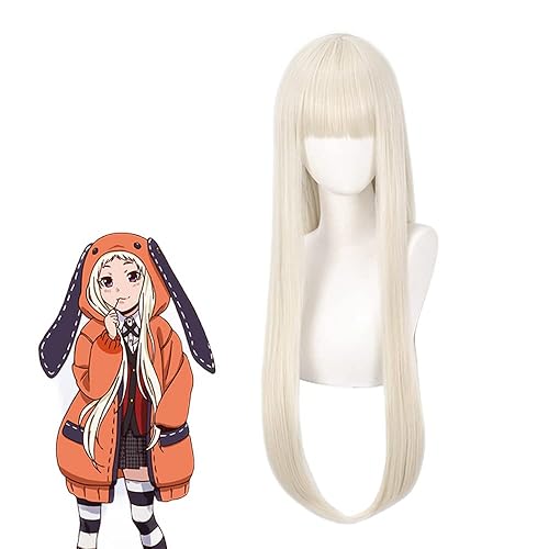Runa - Peluca larga de anime para cosplay, peluca linda para fiesta de Halloween, color beige