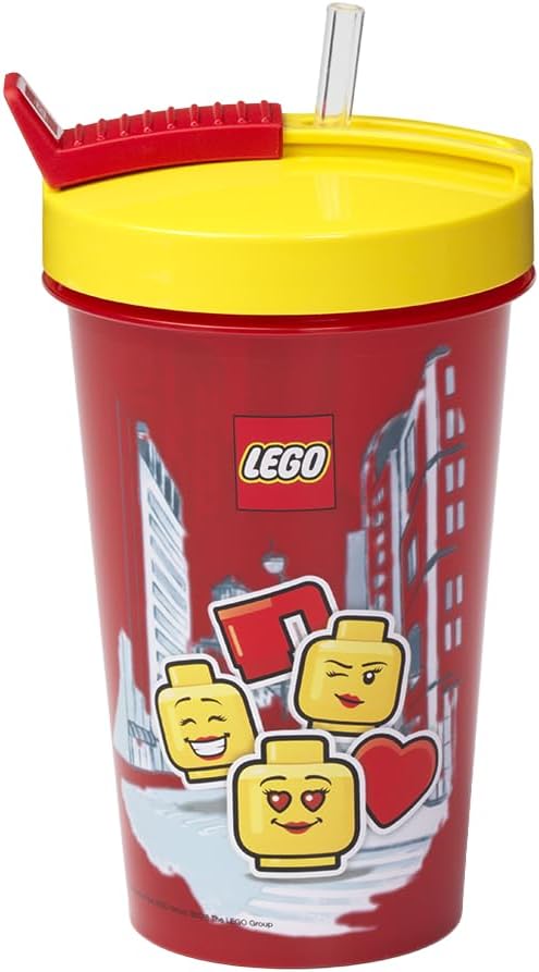 Lego Tumbler with Drinking Straw Iconic Girl, Red, One Size