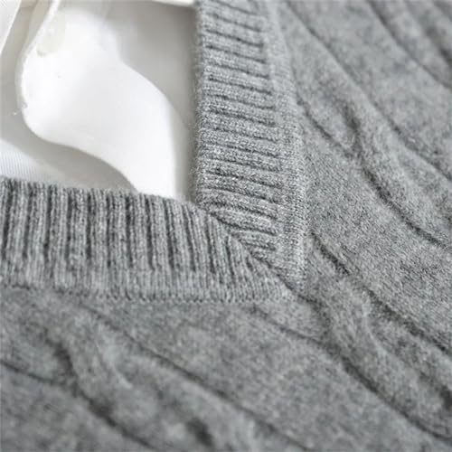 100% Cashmere V Neck Sweater Vest Men's Solid Color Jacquard Vest Thin Sleeveless Bottoning Sweater3