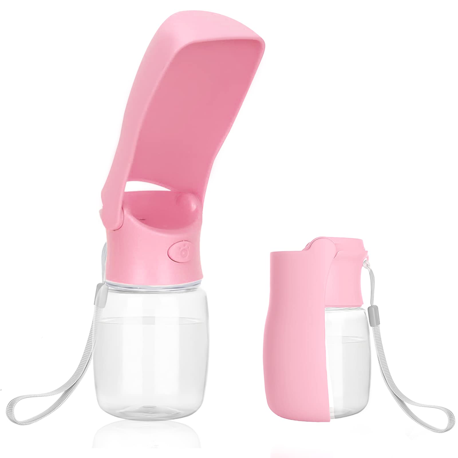 Nepfaivy Botella de agua para perros para viajes, 350 ml, a prueba de fugas, con máquina de comida plegable, botella de agua portátil para perros pequeños para senderismo y viajes