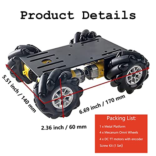 Snapklik.com : Professional 60mm Mecanum Wheel Car Chassis MC100 For ...
