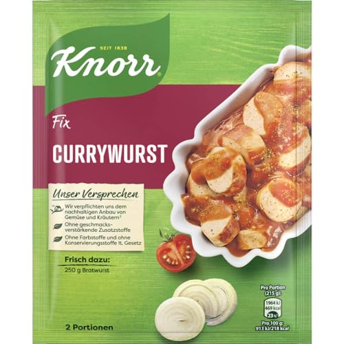 Knorr Fix Würzmischung Currywurst für eine würzige Bratwurst ohne geschmacksverstärkende Zusatzstoffe und Farbstoffe 36 g 1 Stück (Packung mit 10)