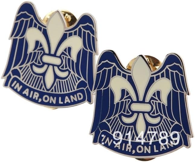 PAIR OF US 82ND AIRBORNE DIVISION "IN AIR ON LAND" METAL PIN BADGE