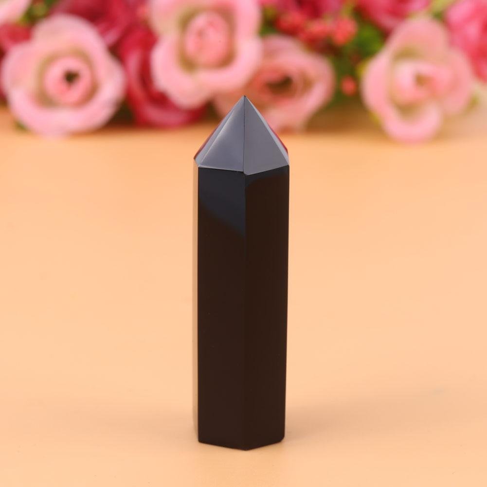 Baguette Pointe En Obsidienne Noire Naturelle - Pierre De Guérison Hexagonale Unique Pour Bijoux Et Décoration