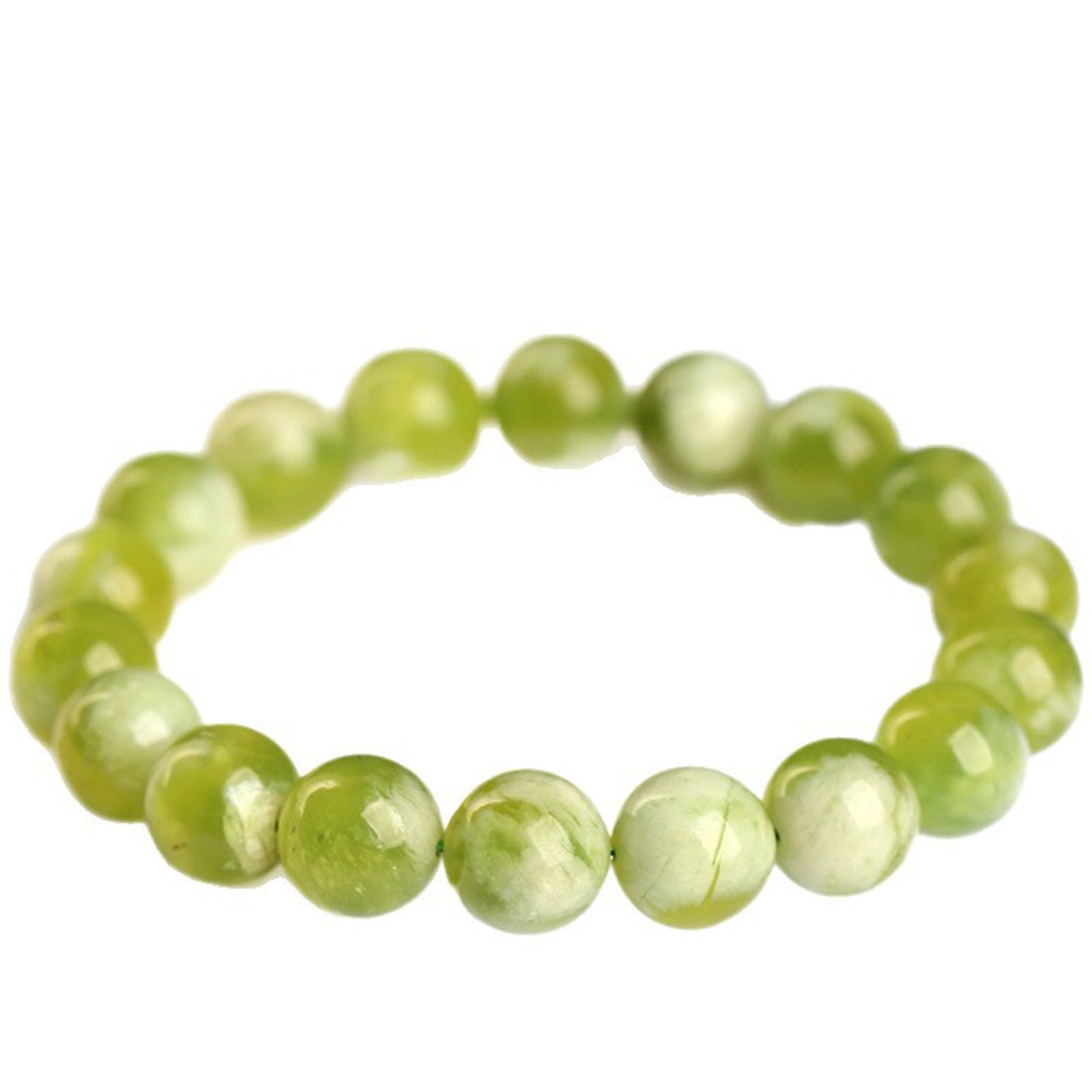 Bracciale in Giada Naturale da Donna Bracciale Elastico con Perline di Giada Verde sfumato, Adatto per Il Ringraziamento Misura Regolabile Ricchezza Prosperità Perline di Pietra,10MM