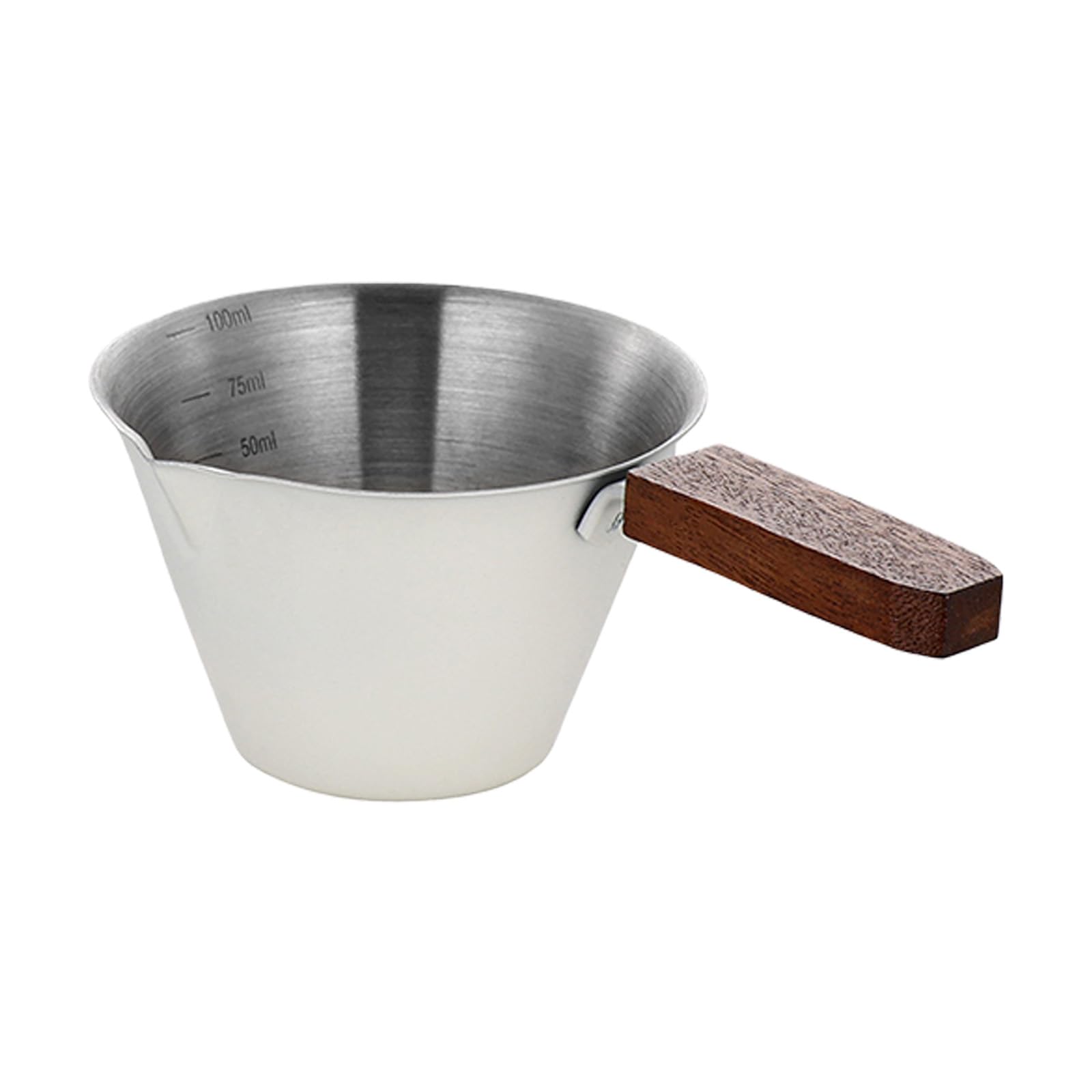 Accurate Liquid Measure Device in Nonrust Steel and Real Wood Cup Ideal for Baristas and Mixologists Coffee Maker Accessory