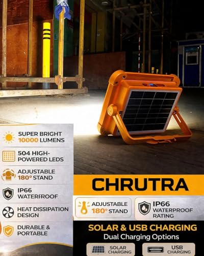Image of SEAHELTON 100W Solar Emergency Light Rechargeable LED Flood Light with Solar & USB Charging, Portable Power Cut Light for Home, Outdoor, Camping, Waterproof High Brightness Backup Light