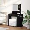 Dressing Table Black Oak 86.5 x 35 x 136 cm, Engineered Wood Vanity with Mirror & Drawers, Modern Bedroom Dresser Desk for Grooming & Storage