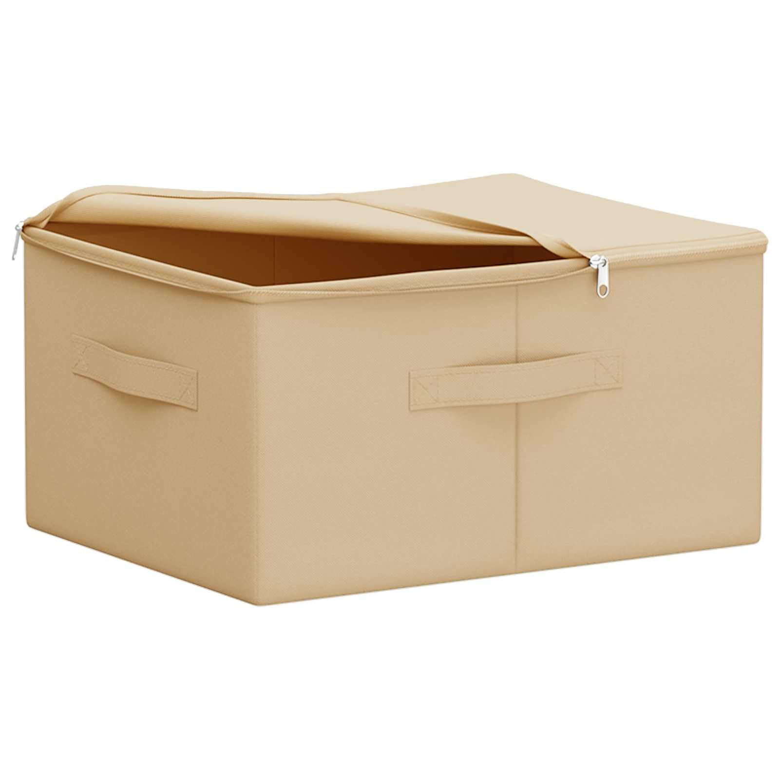 Gecheer Aufbewahrungsbox 6 pcs Creme 43 x 34 x 23 cm Vliesstoff, Unterbett Faltbare Kleiderbox mit Reißverschluss & Deckel für Kleiderschrank Bettkasten42024601
