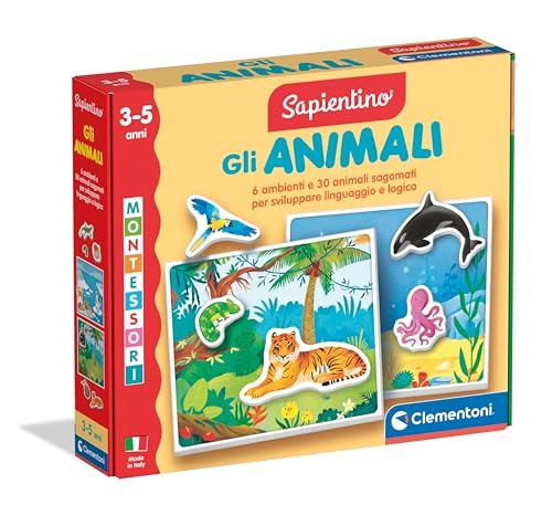 Clementoni Sapientino Montessori - Gli Animali, Gioco Educativo Metodo Montessoriano per Bambini 3-5 Anni, per Scoprire e Classificare Gli Animali, Lingua Italiana, Made in Italy, 16867
