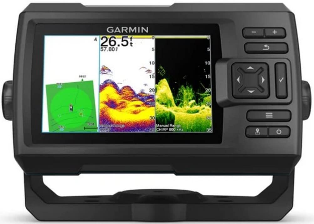 GARMIN STRIKER Vivid 5cv Fishfinder with transducer. With GT20-TM Transducer | Waypoint Marking and Built-in SONAR | Can Store Up to 2 Million Acres of Maps with Contours