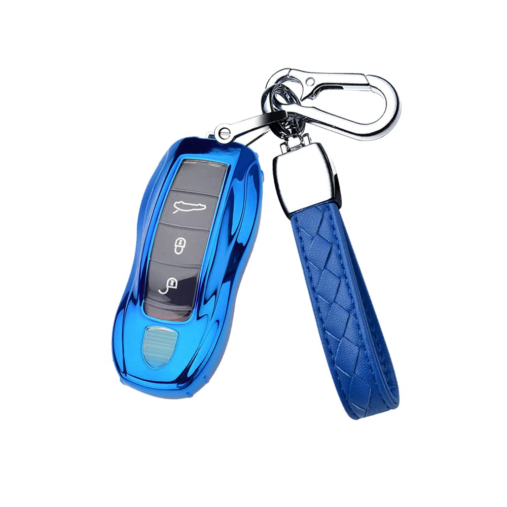 HIBEYO Custodia In Silicio Per Chiave Porsche – 3 Tasti, Compatibile Con Boxster, Macan, Panamera, Rossa