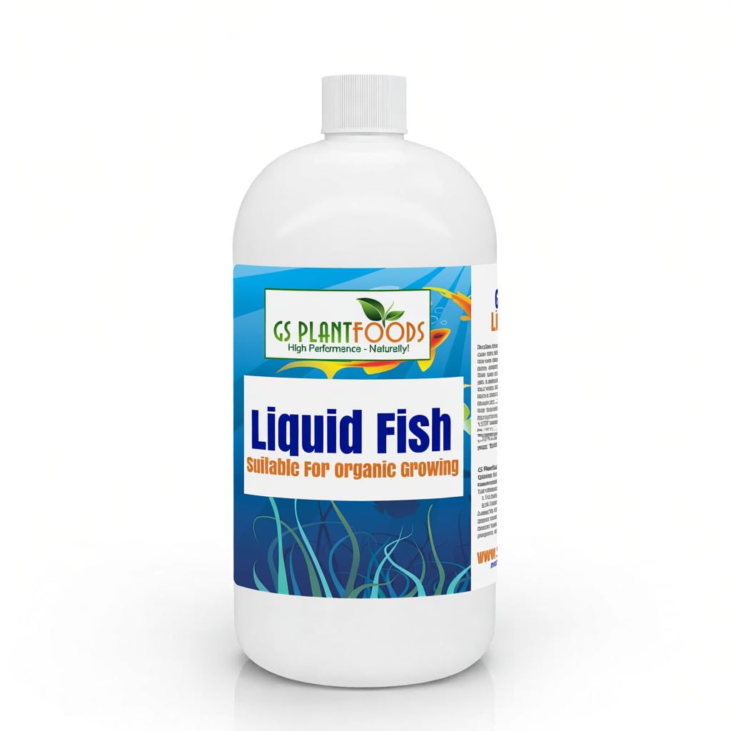 GS Plant Foods Liquid Fish Fertilizer - Organic Material Review Institute Listed (1 Quart) – Natural Hydrolyzed Fish Fertilizer for Gardens, Lawns & Container Growing