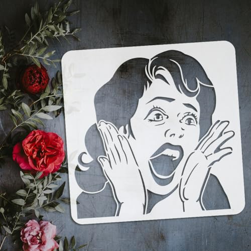 FINGERINSPIRE Shouting Woman Stencil 30x30cm - Reusable Banksy Theme Template for Painting & Home Decor - Image 3