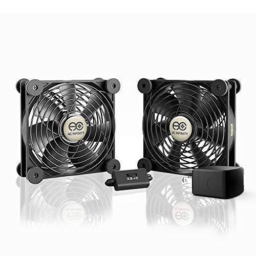 AC Infinity MULTIFAN S7-P, Quiet Dual 120mm AC-Powered Fan with Speed Control, UL-Certified for Receiver DVR Playstation Xbox Component Cooling (Renewed)