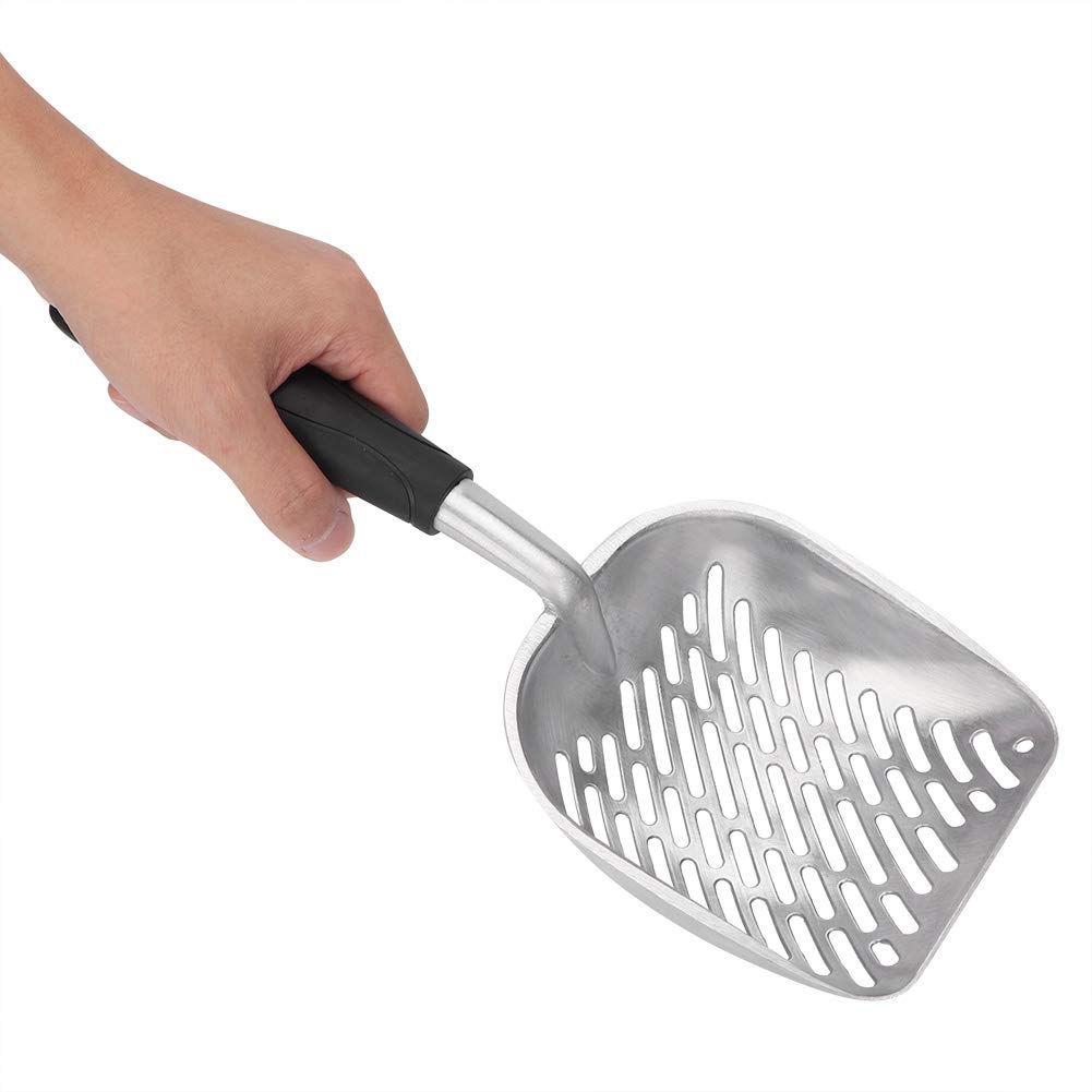 Cat Litter Shovel, Aluminum Alloy Pet Scoop Sifter Poop S Scoops Hollow Dog Puppy Waste Holder Holder Reptile Terrarium B Cleaning Tool (Black)