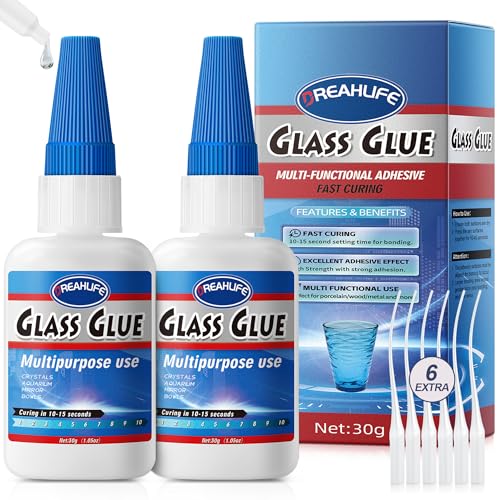 Pegamento Fuerte para Vidrio 30gx2, Pegamento Cristal, Reparador Cristal para Vidrio Acrílico,...