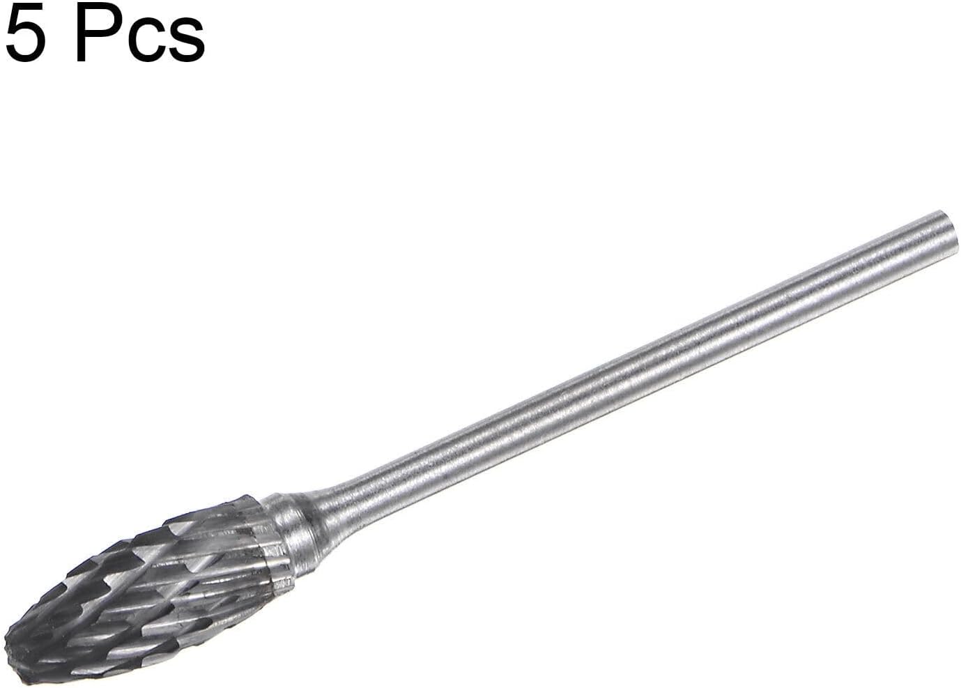 Toolparts And Accessories 5pcs 1/4" (6mm) Head 3/32" (2.35mm) Shank H-Shape Double Cut Carbide Rotary Burr (#CN#130824-14827)