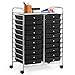 COSTWAY Rollwagen mit Schubladen Rollcontainer Badrollwagen Badtrolley Badregal mit 20 stapelbaren Schubladen Metallgestell Beistellwagen (Schwarz)