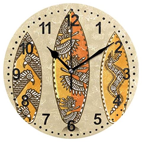 Mnsruu - Reloj de pared redondo con diseño de tablas de surf Cover