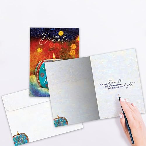 Miniatura 3 de Tree-Free Greetings - Tarjeta Diwali - Diseños artísticos - 8 tarjetas surtidas + sobres a juego - Hecho en Estados Unidos - Papel 100% reciclado -